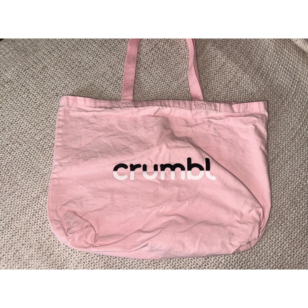 Glossier Pink Canvas Tote Bag Large Cotton Shoulder Bag Logo Graphic Pink